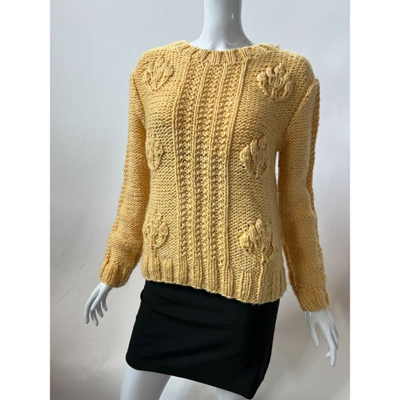 Yellow Large Stitch Knit Vintage Sweater size Medium - Picture 7 of 15